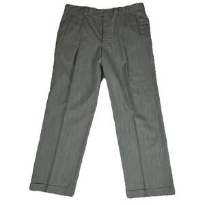 Gala Slacks Men's Grey 100% Pure New Wool. Dress Pants Pleated Cuffed Size 40.